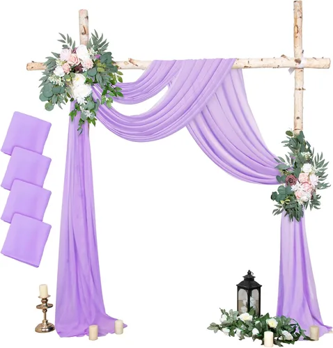 Miniatura 11 de AMZLOKAE Cortinas de arco de boda burdeos 2 paneles de tela de gasa de 18 pies 6 yardas de decoración elegante de gasa Perfecto para ceremonia