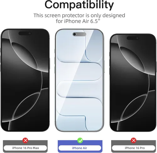Miniatura 2 de NEW'C Paquete de 3 protectores de pantalla de privacidad para iPhone Air/iPhone 17 Air (6.5 pulgadas), película de vidrio templado antiespía