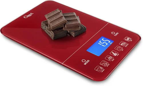 Miniatura 7 de Ozeri Touch III balanza digital de cocina de 22 libras con contador de calorías y vidrio templado., rojo (Red Engine)