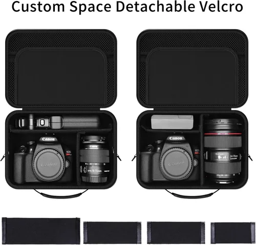 Miniatura 2 de Funda rígida para cámara compatible con Canon EOS Rebel T7/R50/R100 y más cámaras DSLR y sin espejo, bolsa de viaje portátil con divisores