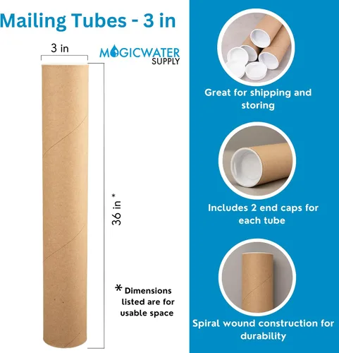 Miniatura 2 de MagicWater Supply Tubo de correo – 3 pulgadas x 36 pulgadas – Kraft – Paquete de 2 – para envío y almacenamiento de carteles, artes, manualidades