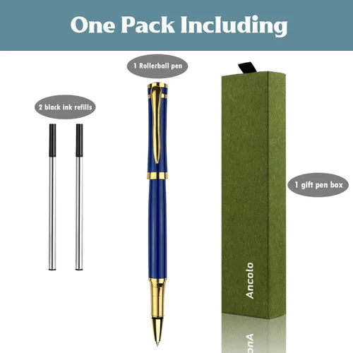 Miniatura 4 de Ancolo Fancy Roller Pen Set de bolígrafo de lujo con 2 recambios de tinta negra - 0.028 in. Bonitos bolígrafos de regalo para mujeres o hombres.