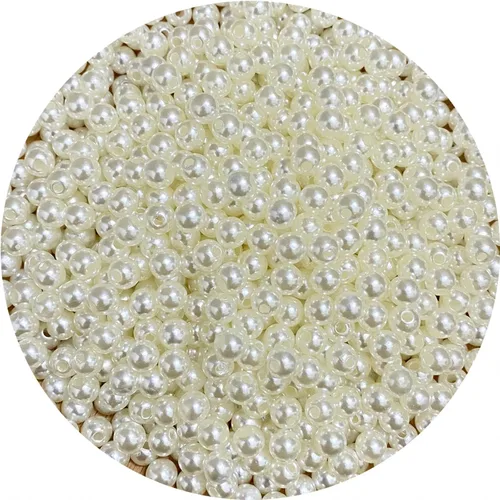 Miniatura 34 de 400 cuentas de perlas de satén de 0.315 pulgadas (0.315 in) redondas sueltas de plástico para hacer joyas, aretes, pulseras, collares, llaveros