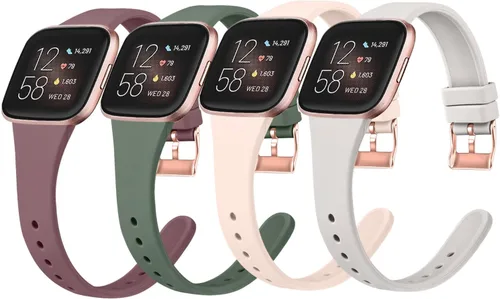 Miniatura 9 de Tobfit Correas de reloj deportivas delgadas, compatibles con Fitbit Versa 2 para mujeres y hombres, correas de silicona de repuesto, paquete de 3