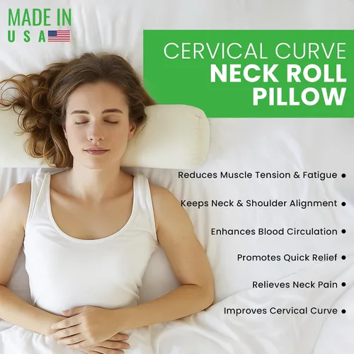 Miniatura 3 de Organic Cotton Neck Roll Pillow with Pillowcase – Organic Buckwheat Filled Soft Neck Pillow with Breathable and Durable Fabric Washable Protector