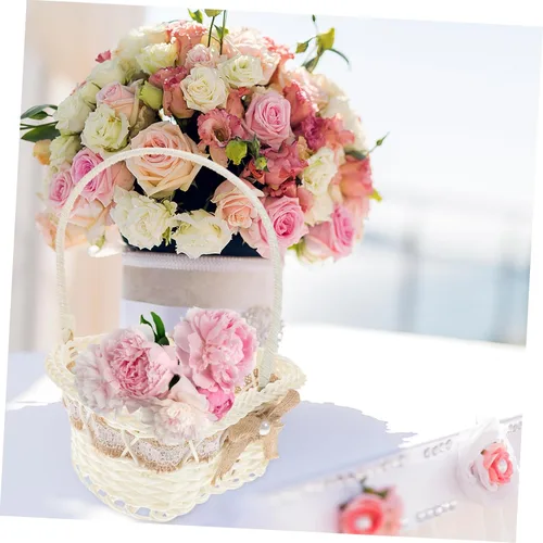 Miniatura 4 de jojofuny Cesta de boda para niña, pétalos, galletas, bolsas pequeñas para recuerdos, cesta de yute de encaje, cesta de yute para niña, cestas
