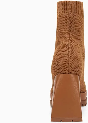 Miniatura 6 de Botines de plataforma para mujer, con punta cuadrada, tacón grueso, de bloque elástico, de punto sin cordones