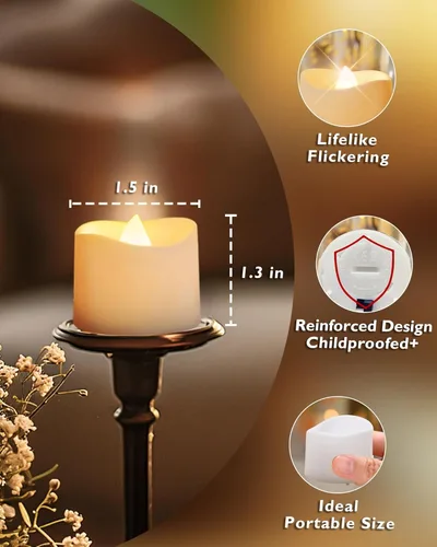 Miniatura 4 de Homemory Velas de té con temporizador que funcionan con pilas, temporizador de 6 horas integrado, encendido automático diario, velas votivas LED sin