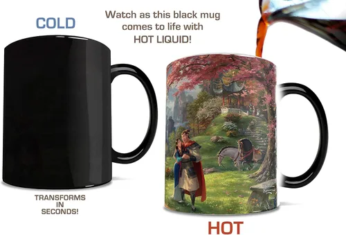 Miniatura 3 de Morphing Mugs Disney - Mulan - Blossoms of Love - Una taza de cerámica sensible al calor que cambia de color de 11 onzas – Imagen revelada cuando se