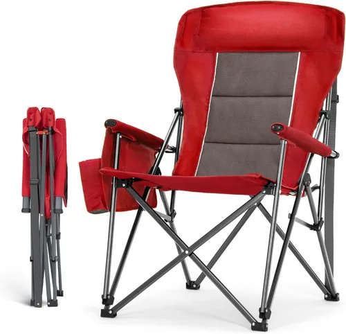 Miniatura 13 de HIGH POINT SPORTS Sillas de campamento de gran tamaño para adultos, respaldo alto, silla de césped resistente, soporta 500 libras, silla plegable