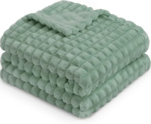 Miniatura 11 de HOMRITAR Manta de franela de forro polar mullida para bebé, jacquard 3D, manta de cama de felpa suave y cálida para decoración del hogar, manta