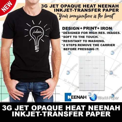Papel de transferencia de inyección de tinta para tela oscura: Neenah "3G Jet Opaque" (11 x 17 pulgadas) 25 paquetes:)