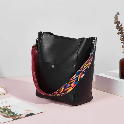 Miniatura 34 de BROMEN Bolsa Hobo para mujer, diseñada con cuero vegano, de hombro, bandolera