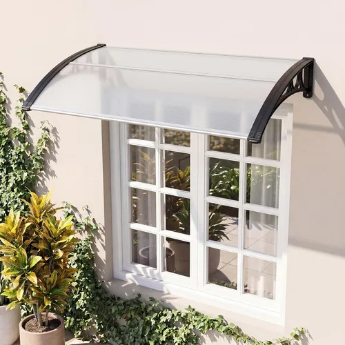 Miniatura 2 de Tangkula 2 Pack 30" x 39" Window Awning, Modern Polycarbonate Overhead Door Awning with Hollow Sheet for Rain Snow Sunlight Protection, UPF 50+