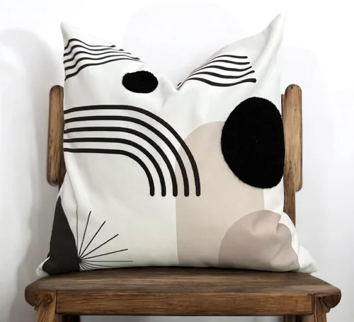 Miniatura 4 de AYAY Fundas de almohada decorativas modernas de 18 x 18 pulgadas, almohadas bohemias para sofá cama, juego de 2 fundas modernas, almohadas impresas