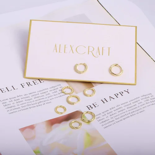 Miniatura 6 de ALEXCRAFT - Juego de arracadas pequeñas de oro para mujer, juego de aretes de oro estilo pavé con diamantes y poste de plata de ley