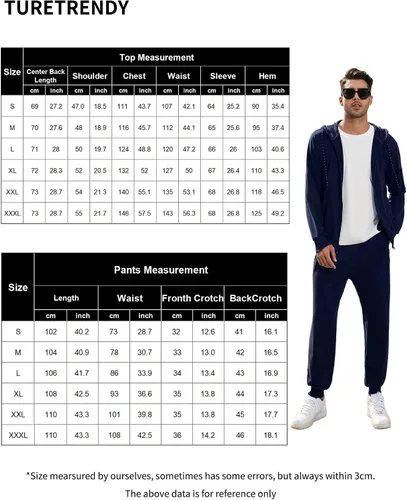 Miniatura 6 de TURETRENDY Conjunto deportivo para hombre, con cremallera completa, sudadera deportiva con capucha y cremallera completa