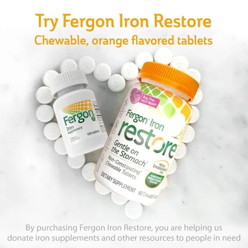 Miniatura 4 de Fergon Hierro de alta potencia altamente soluble y fácil de digerir, 27 mg de hierro, 100 tabletas
