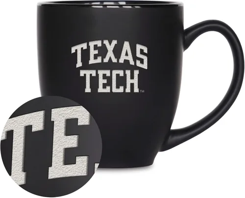 Miniatura 380 de Rico Industries - Taza de cerámica mate negra con grabado láser estándar de 15oz para NCAA (escuelas T & U) - Para bebidas calientes o frías