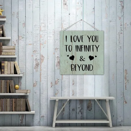 Miniatura 8 de Placa motivacional de madera con texto en inglés "I Love You to and Beyond" (I Love You to and Beyond), letrero de madera para colgar en la pared