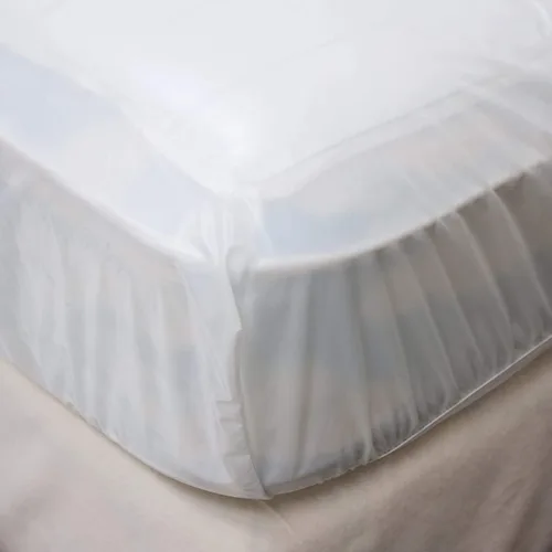 Miniatura 3 de Home Expressions Protector de colchón de vinilo plástico 4Gauge, estilo sábana bajera, impermeable, transpirable y con protección contra derrames