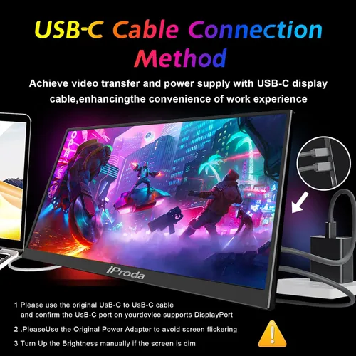 Miniatura 2 de Monitor portátil de 18.5 pulgadas 120Hz FHD 1080P, extensor de pantalla para portátil USB-C HDMI, segunda pantalla