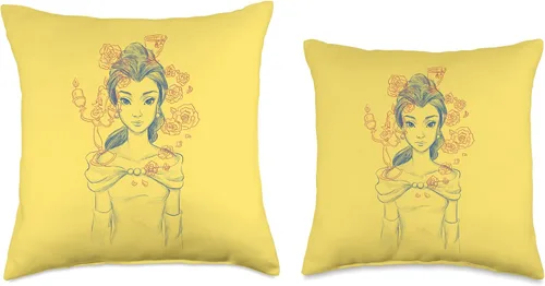 Miniatura 3 de Disney Princesa Belle Elevated Enchantment - Cojín (16.0 x 16.0 in), color amarillo