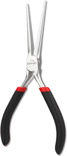 Miniatura 7 de Alicates de punta de aguja, 2 unidades de 6 pulgadas, acero al carbono resistente, aislados, no dentados, alicates de punta larga con revestimiento