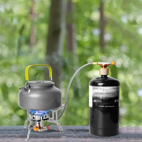 Miniatura 8 de Odoland Estufa de campamento a prueba de viento de 3500 W/6800 W, estufa de gas con adaptador de recipiente de combustible, encendido