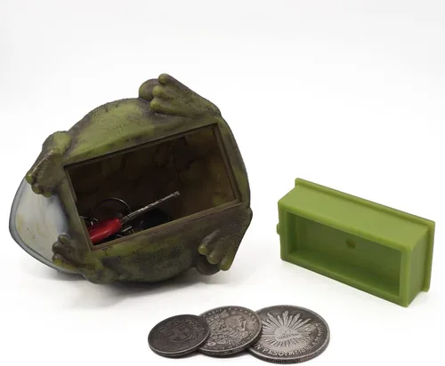 Miniatura 5 de Ocultador de llaves de rana en forma de rana, decoración de jardín, caja de seguridad de gran tamaño para exteriores