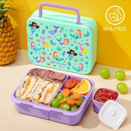 Miniatura 9 de Fimibuke - Lonchera Bento para Niños - Juego de Caja de Almuerzo Bento para Niños Pequeños con 3 Compartimentos, Botella de Agua de Acero A3.