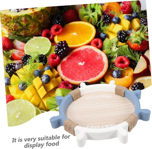 Miniatura 6 de OSALADI Bandeja de timón Bandeja de taza de agua, bandeja para servir frutas, bandeja decorativa, bandeja para el hogar, bandeja de té de comida