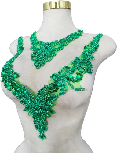 Miniatura 12 de Accesorios de apliques de encaje de diamantes de imitación hechos a mano puros cuentas de costura a mano piedras parches para vestido de novia
