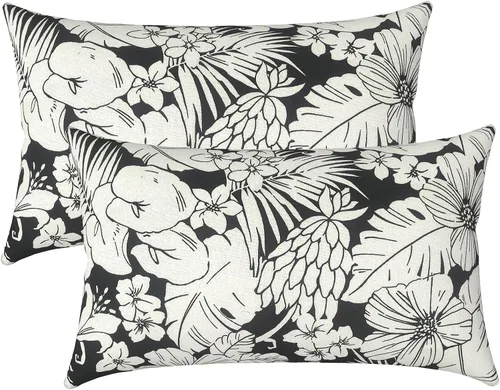 Miniatura 109 de LVTXIII Juego de 2 almohadas lumbares para patio, 12 x 20 pulgadas, resistentes a la decoloración, para exteriores con interiores, cojines lumbares