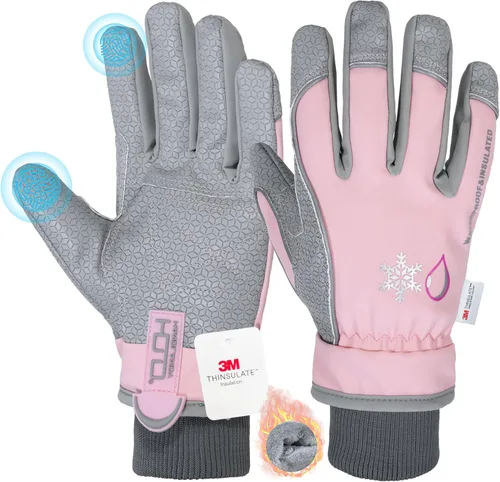 Miniatura 9 de HANDLANDY Winter Work Gloves, 3M Thinsulate Waterproof Insulated Glove for Men Women Rosa