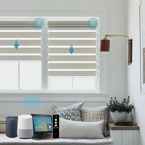 Miniatura 17 de SmartWings - Persianas motorizadas de cebra con control remoto, persianas de filtrado de luz inteligentes y semitransparentes para ventanas