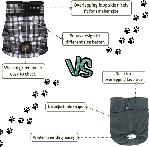 Miniatura 41 de Pañales lavables para perros, para hembras caninas, reutilizables, para periodo de celo, altamente absorbentes, para incontinencia, con broches