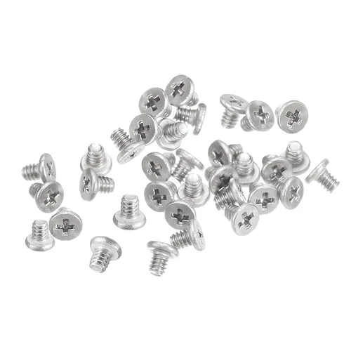 Miniatura 15 de Uxcell M1-0.25 x 2 mm 50 piezas Tornillos de cabeza plana redonda 304 de acero inoxidable Phillips Drive tornillos de máquina para fijación