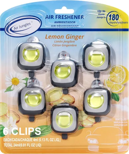 Miniatura 15 de Air Jungles Ambientador de coche con aroma a melocotón miel, 6 clips de ventilación, 0.16 onzas líquidas cada uno, ambientador de larga duración