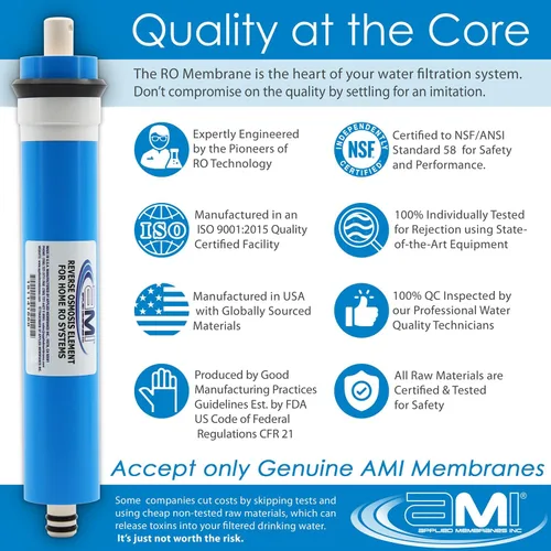 Miniatura 5 de APPLIED MEMBRANES INC. Membrana de ósmosis inversa 100 GPD Reemplazo del filtro de agua de membrana RO para sistema de filtración de agua