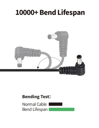 Miniatura 8 de Tonton Cable de extensión de alimentación de CC 1M 3.3FT 0.217 in x 0.083 in 5521 90 grados de ángulo recto hembra a CC macho Cable adaptador