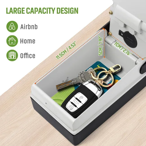 Miniatura 7 de Caja de bloqueo de llave para exterior con diales iluminados, resistente e impermeable, combinación para llaves, caja de almacenamiento de llaves