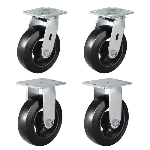 Miniatura 17 de Ruedas industriales de 5 x 2 pulgadas, rueda de goma en hierro fundido, juego de 4 ruedas resistentes con capacidad de hasta 1800 libras