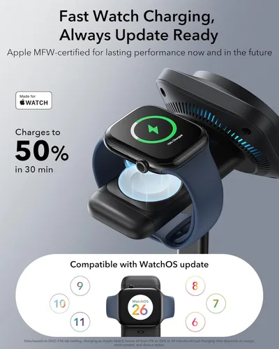 Miniatura 5 de ESR para estación de carga 3 en 1, soporte de cargador MagSafe certificado Qi2.2 de 25W con CryoBoost, estación de carga rápida con enfriamiento