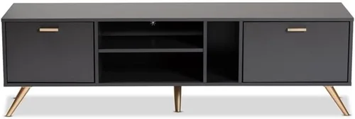 Miniatura 4 de Baxton Studio Kelson - Soporte para TV, color gris oscuro/dorado