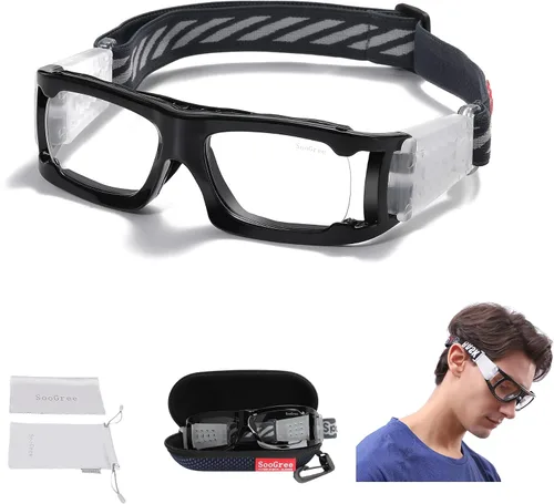 Miniatura 12 de SooGree Sports Glasses - Racquetball Goggles Basketball Football Eye Protective Almohadilla de nariz blanca con marco gris G8042