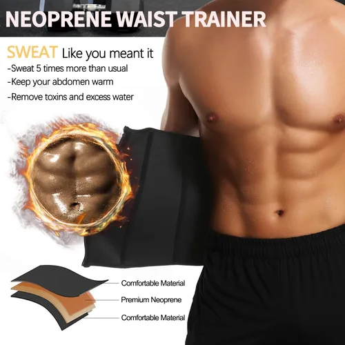 Miniatura 3 de KIWI RATA Corsé de neopreno para entrenamiento de cintura para hombre, cinturón de compresión extra para el vientre Gris - Dos correas