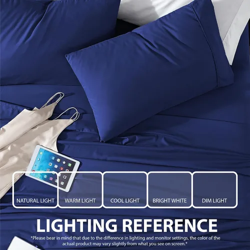 Miniatura 4 de Cathay Home Essentials Juego de sábanas de microfibra ultra suave, hipoalergénicas, resistentes a las arrugas, doble cepillado, color azul rey, Azul
