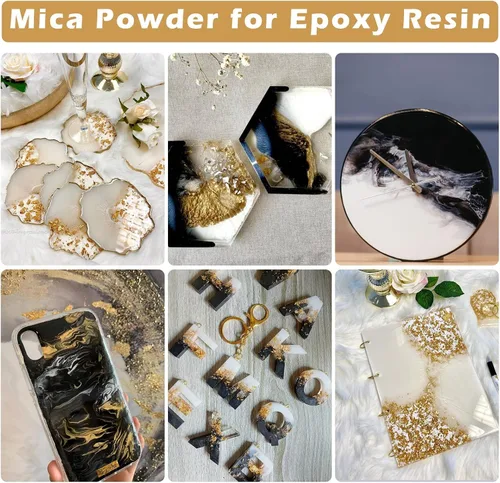 Miniatura 4 de HTVRONT - Polvo de mica en color dorado para resina epoxi, pigmento en polvo natural de 3.5 onzas (100 g), fácil de mezclar para hacer velas, jabón