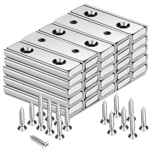 Miniatura 14 de TRYMAG Imanes rectangulares de neodimio de 80 libras, 2.362 x 0.531 x 0.197 in, barra negra fuerte con agujero avellanado y cápsula de acero, imanes